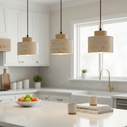 Lampa wisząca z trawertynu