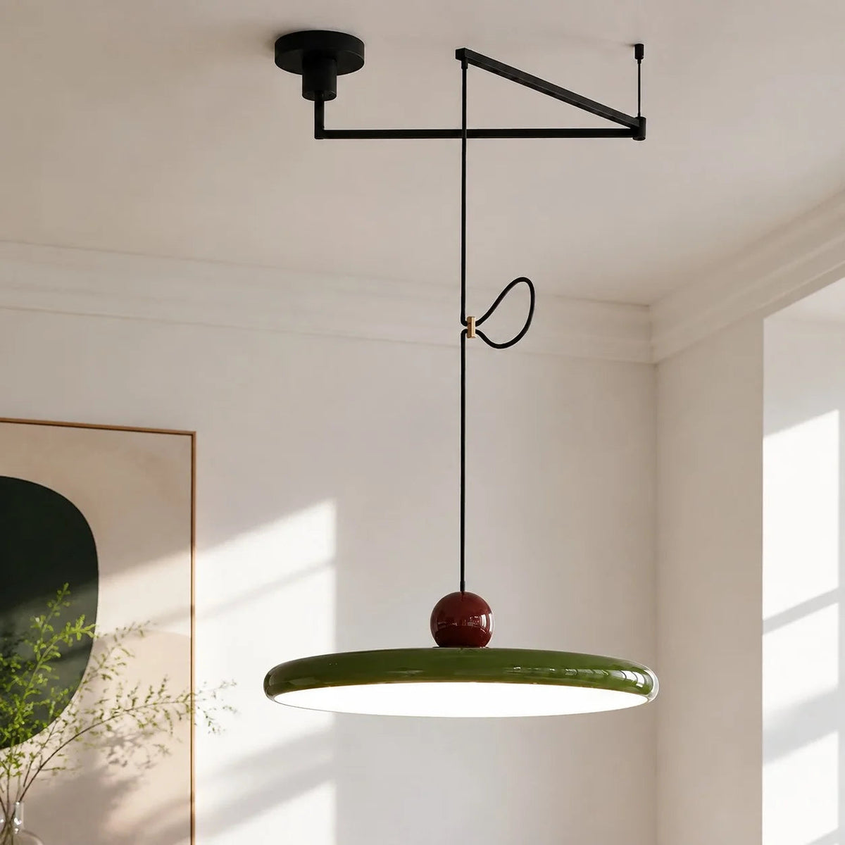 Lampe suspendue avec abat-jour et contrepoids