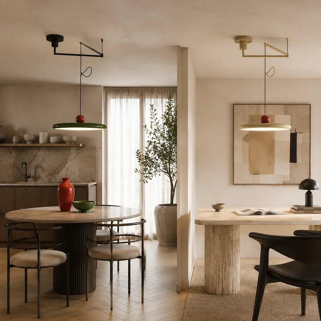 Lampe suspendue avec abat-jour et contrepoids