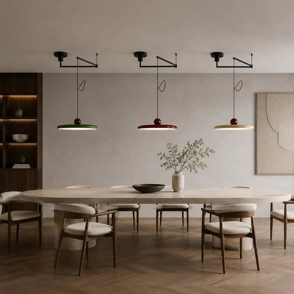 Lampe suspendue avec abat-jour et contrepoids