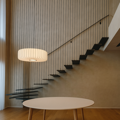 Pendant lamp with a fabric shade