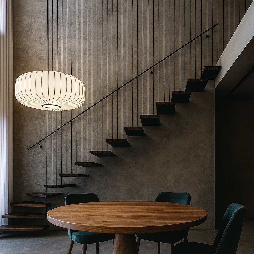 Pendant lamp with a fabric shade