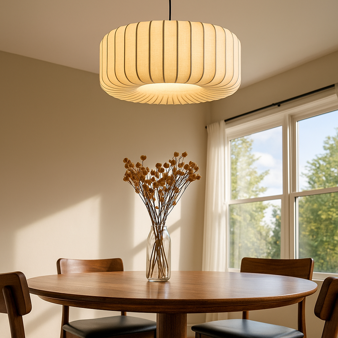 Pendant lamp with a fabric shade