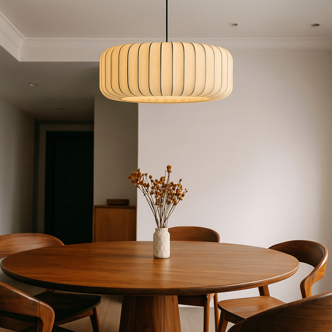 Pendant lamp with a fabric shade