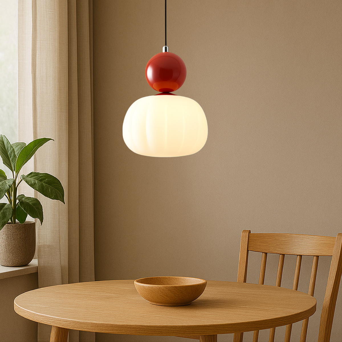 Lampa wisząca z kolorową kulą