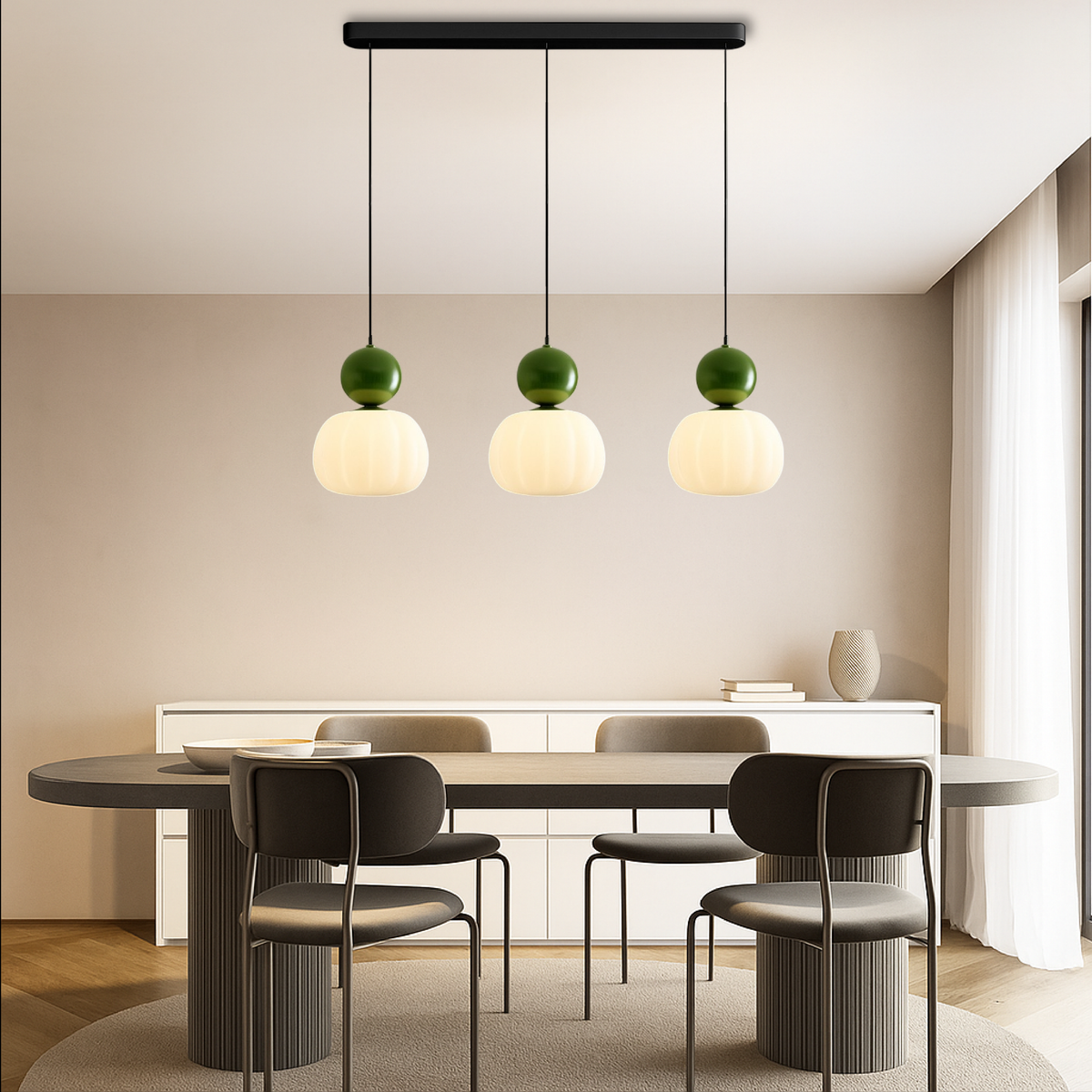 Lampa wisząca z kolorową kulą