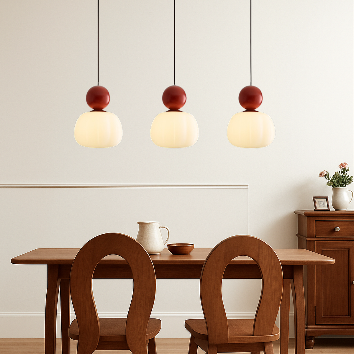 Lampa wisząca z kolorową kulą