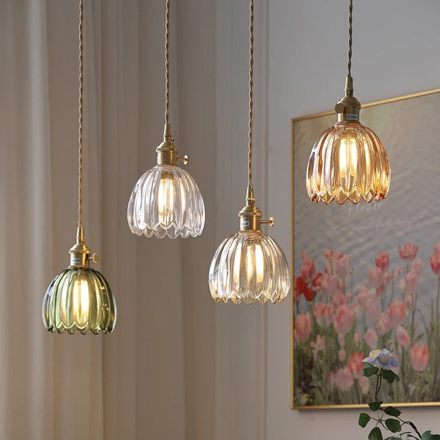 Pendant light with a fluted shade