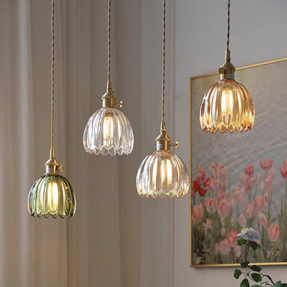 Pendant light with a fluted shade