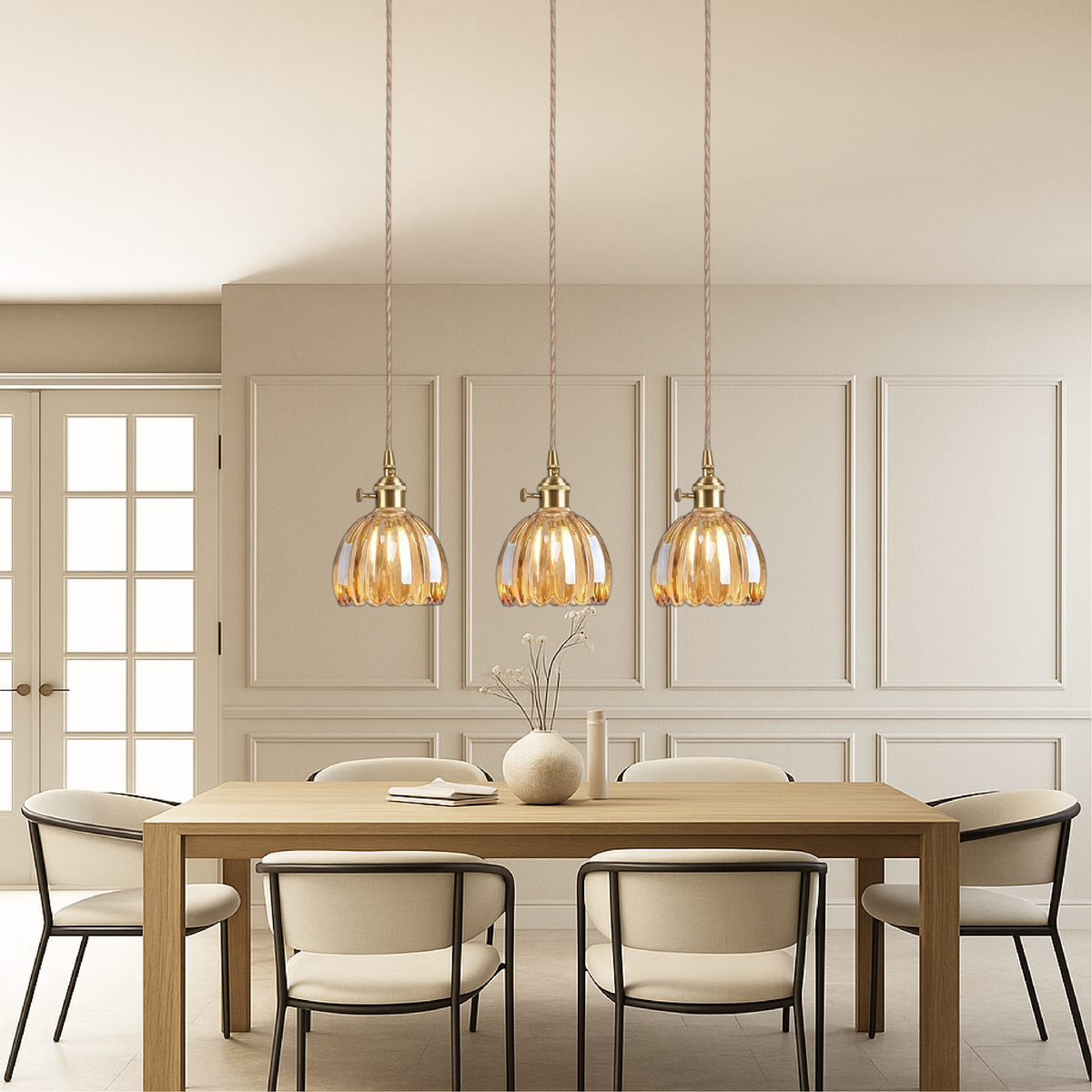 Pendant light with a fluted shade
