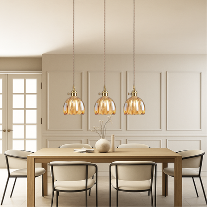 Pendant light with a fluted shade