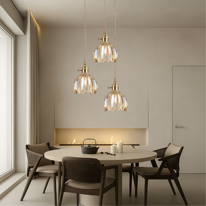 Pendant light with a fluted shade