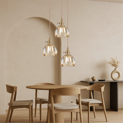 Pendant light with a fluted shade