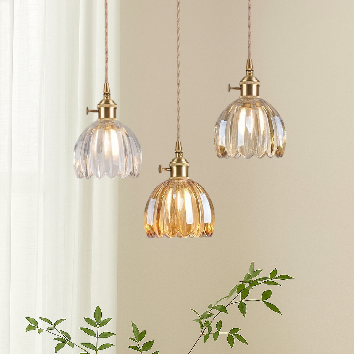 Pendant light with a fluted shade