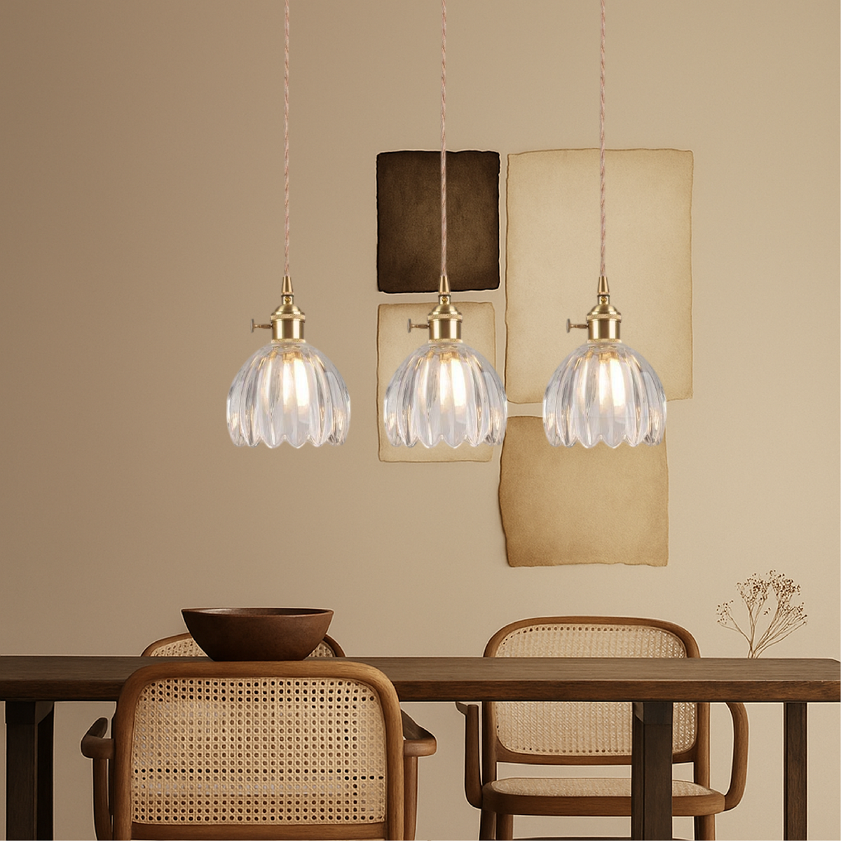 Pendant light with a fluted shade