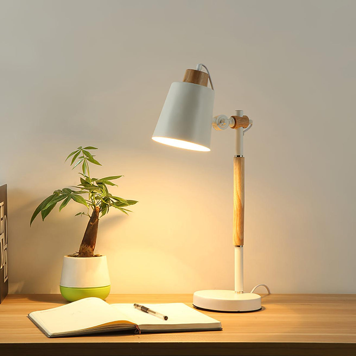 Desk lamp with adjustable shade