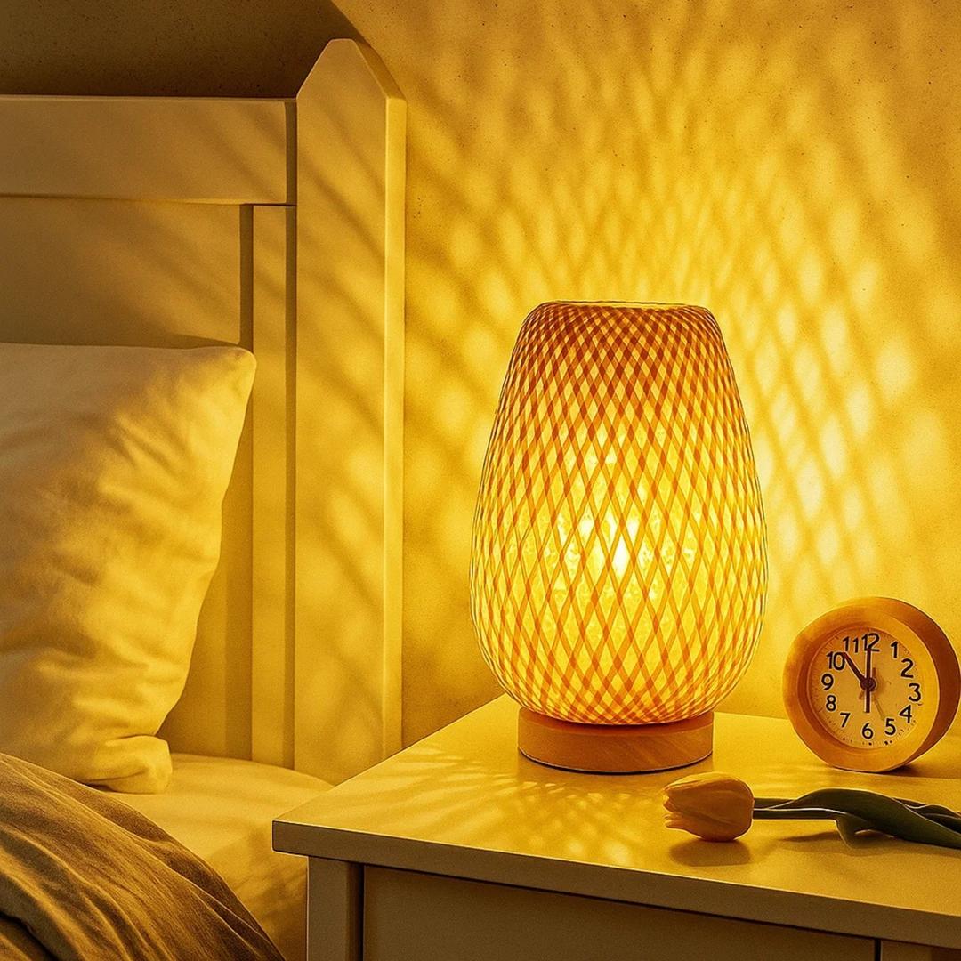 Lampe de table en bambou ajouré