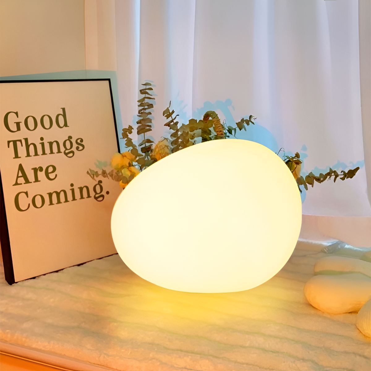 Lampe de table LED en pierre