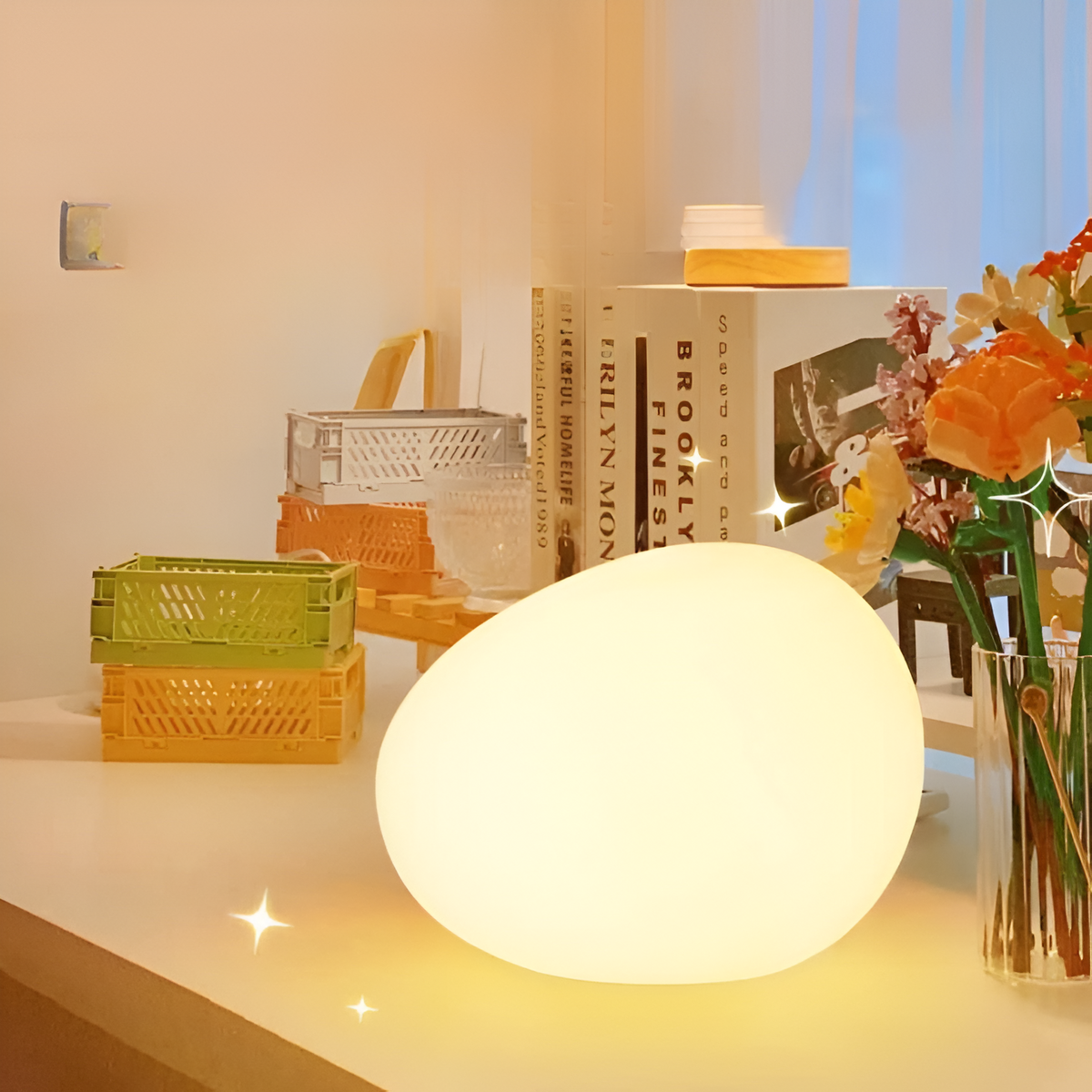 Lampe de table LED en pierre
