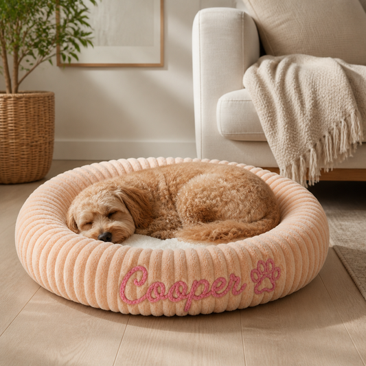 Panier rond pour chien avec broderie