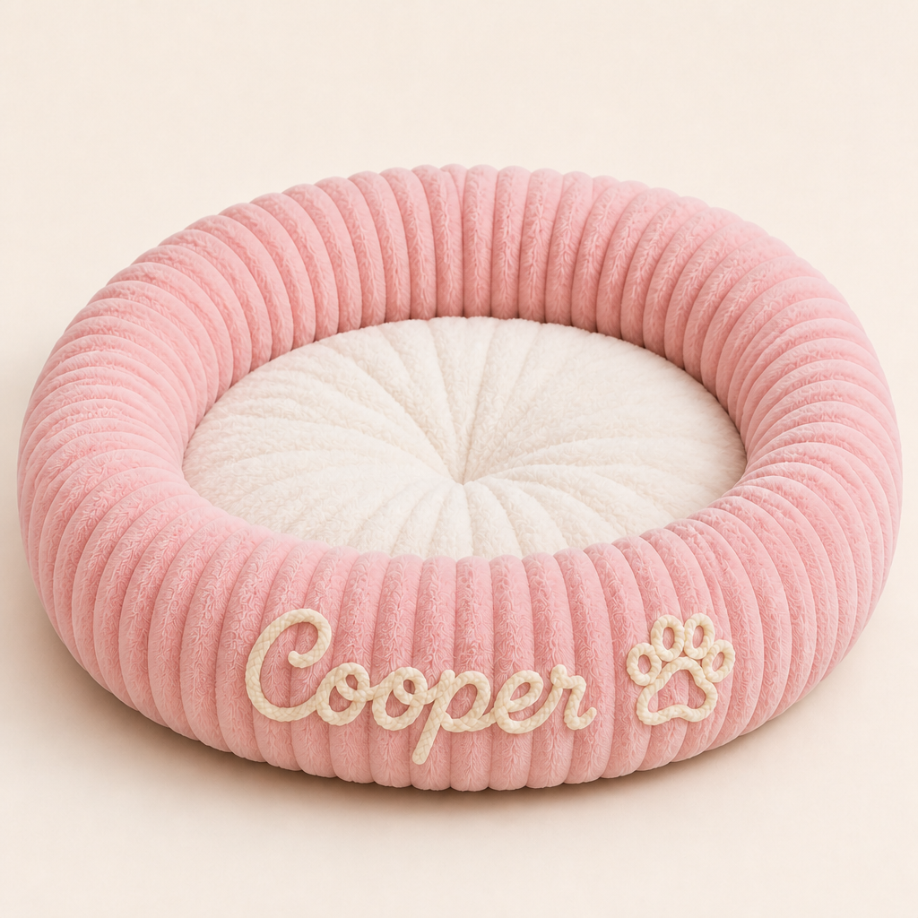 Round dog bed with a raised edge