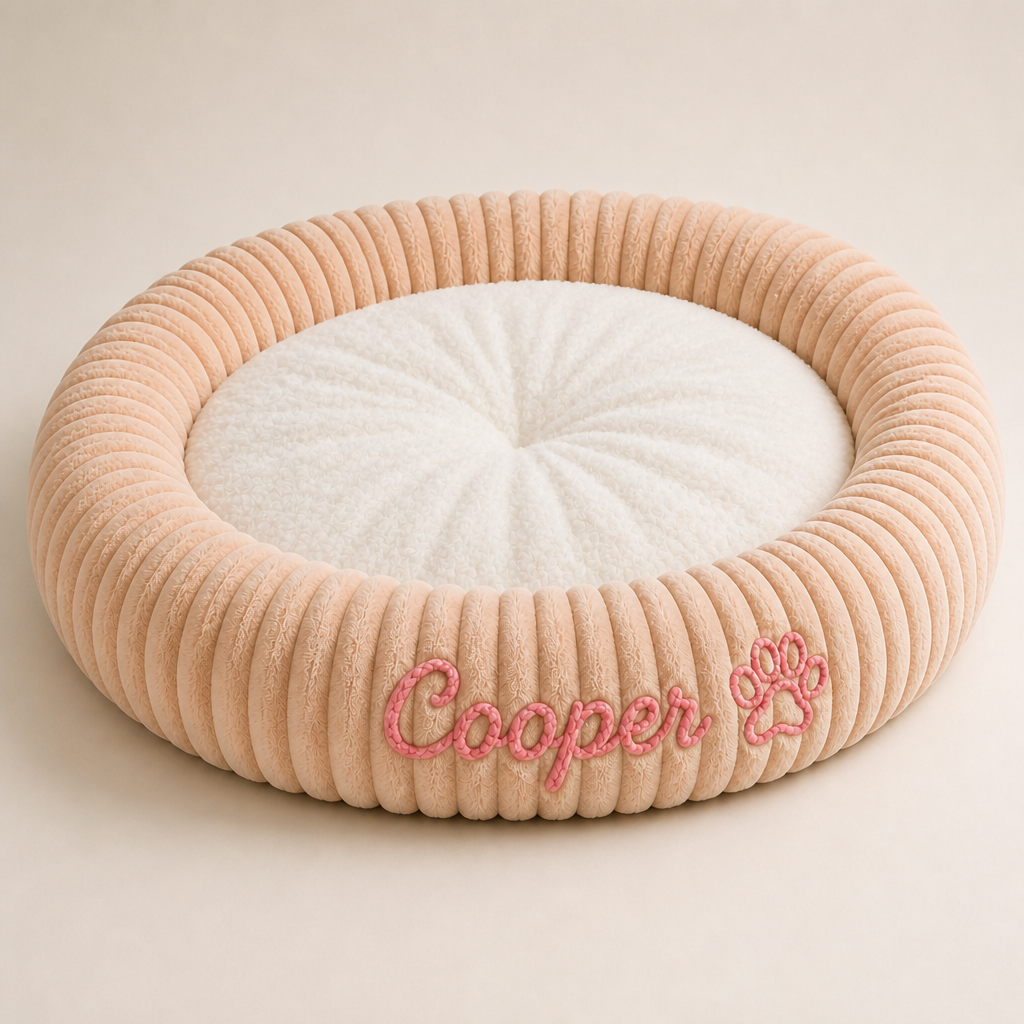 Round dog bed with a raised edge