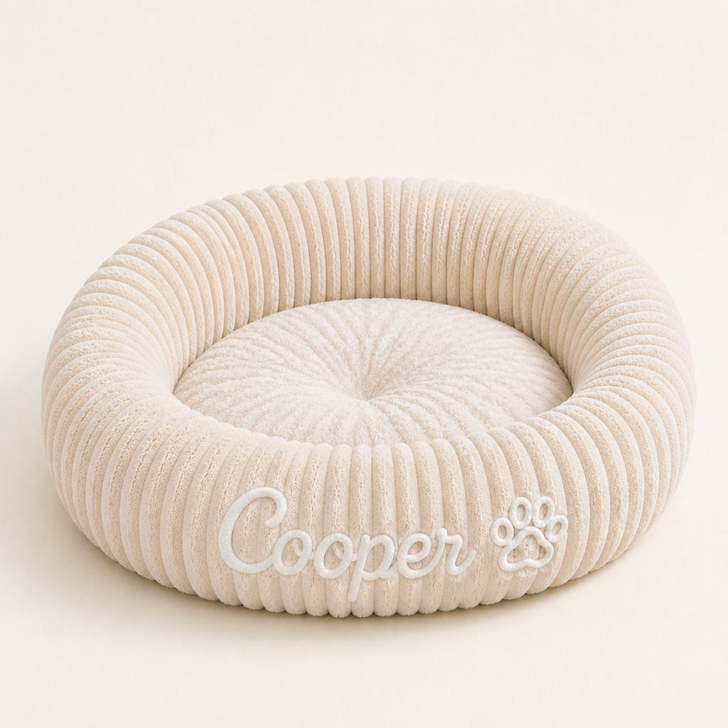 Round dog bed with a raised edge