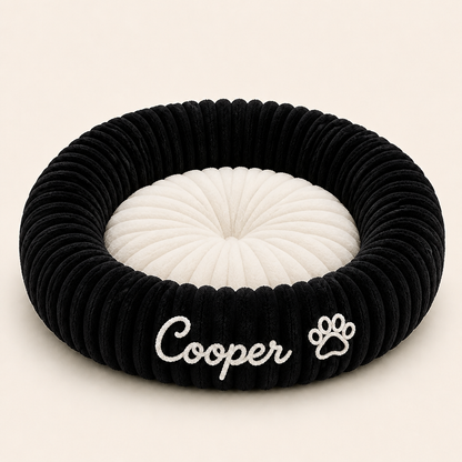 Round dog bed with a raised edge