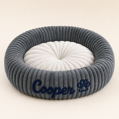 Round dog bed with a raised edge