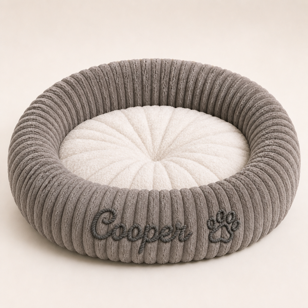 Round dog bed with a raised edge