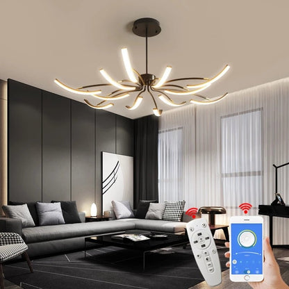 Żyrandol LED aluminiowy nowoczesny 8–12 ramion do salonu