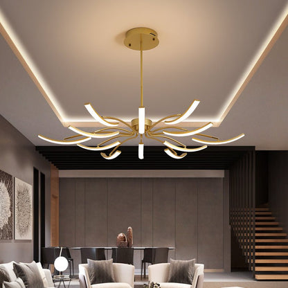 Żyrandol LED aluminiowy nowoczesny 8–12 ramion do salonu