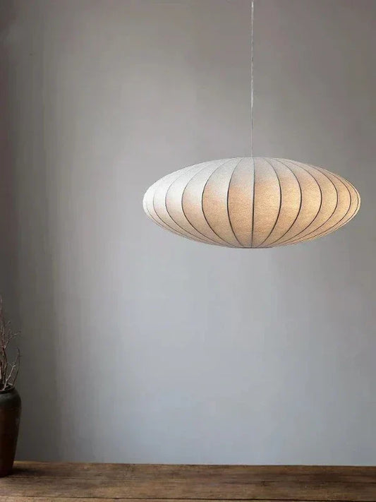 Oval fabric pendant lamp