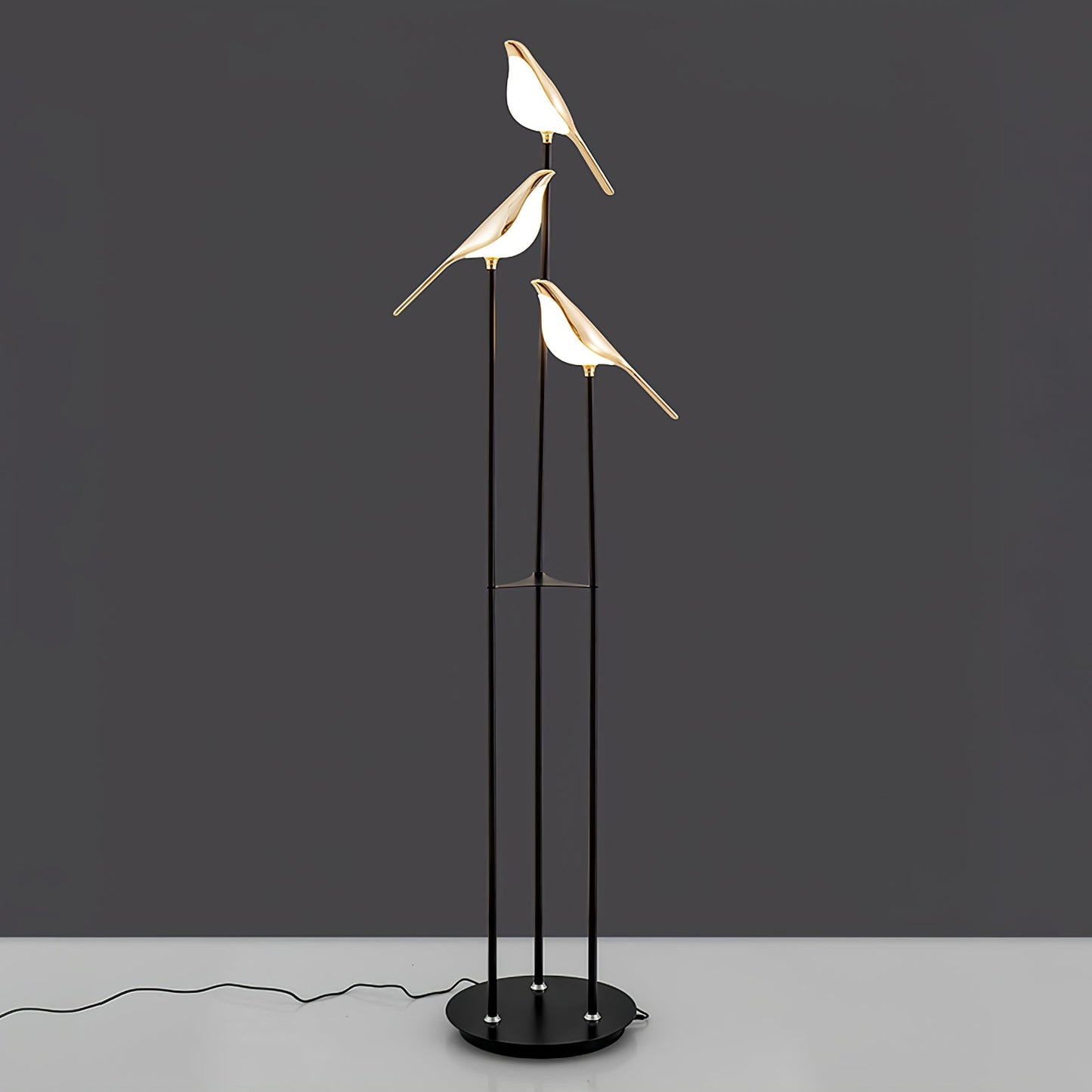 Lampa podłogowa LED z motywem ptaka, zintegrowane oświetlenie i przełącznik