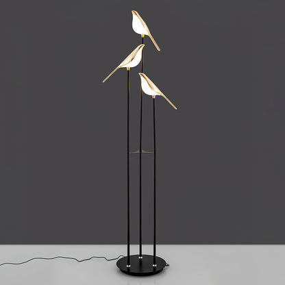 Lampa podłogowa LED z motywem ptaka, zintegrowane oświetlenie i przełącznik