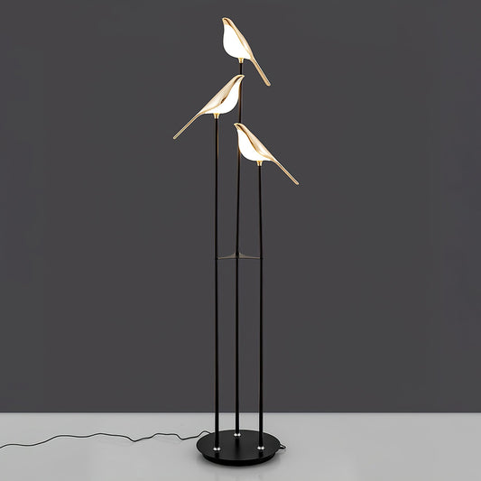 Lampa podłogowa LED z motywem ptaka, zintegrowane oświetlenie i przełącznik