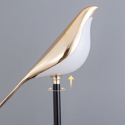 Lampa podłogowa LED z motywem ptaka, zintegrowane oświetlenie i przełącznik