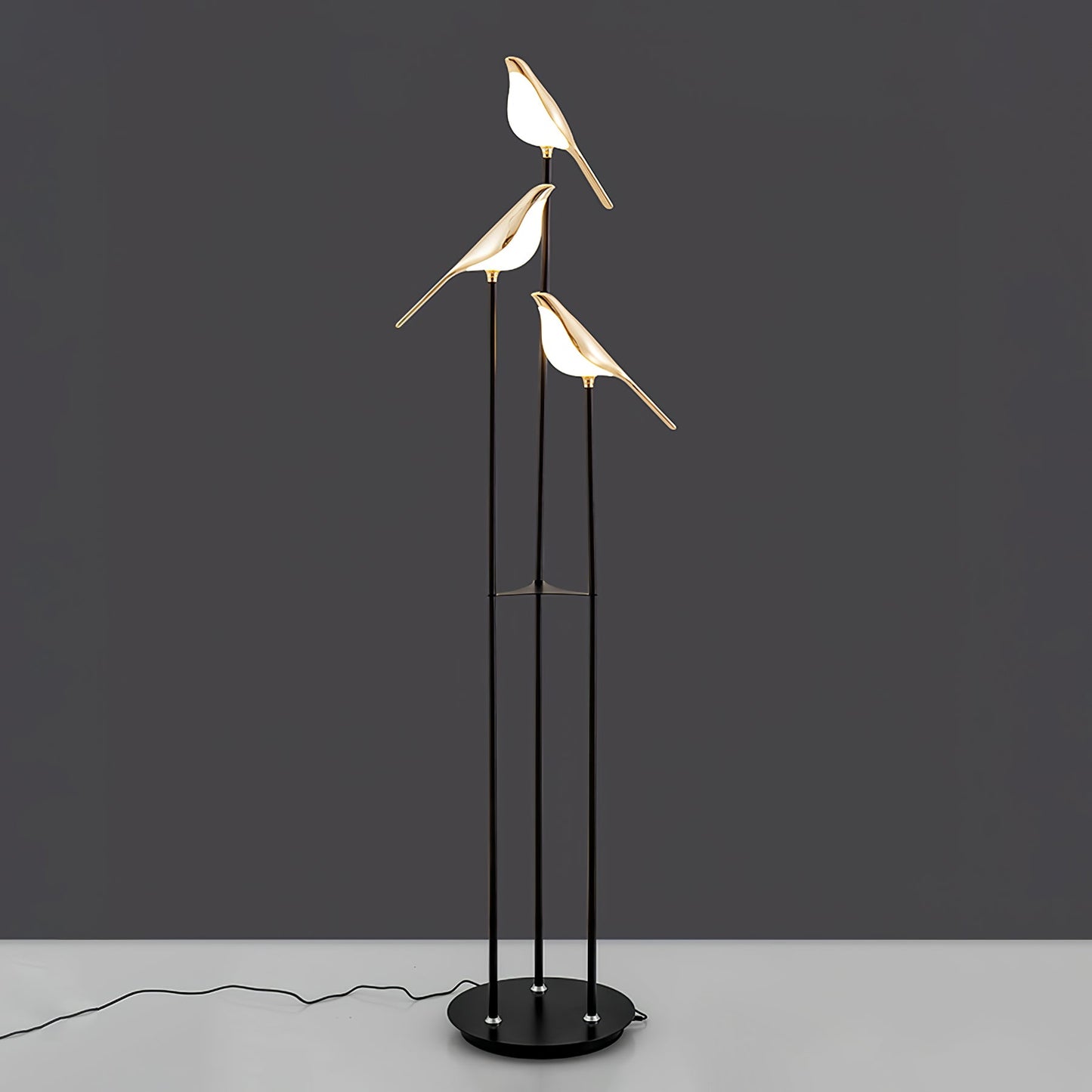 Lampa podłogowa LED z motywem ptaka, zintegrowane oświetlenie i przełącznik