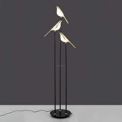 Lampa podłogowa LED z motywem ptaka, zintegrowane oświetlenie i przełącznik