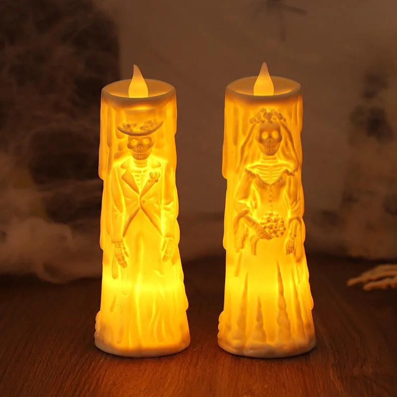 LED svíčky s kostlivci nevěsty a ženicha