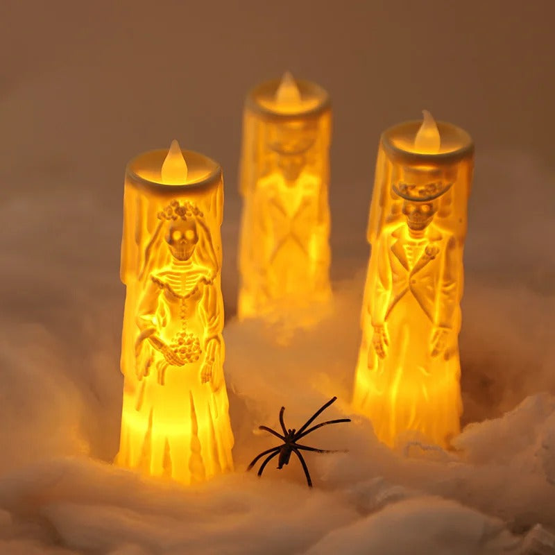 LED svíčky s kostlivci nevěsty a ženicha