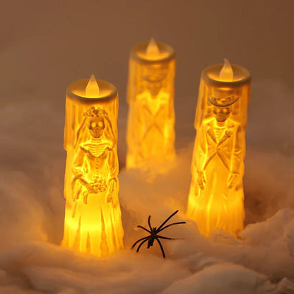 LED svíčky s kostlivci nevěsty a ženicha