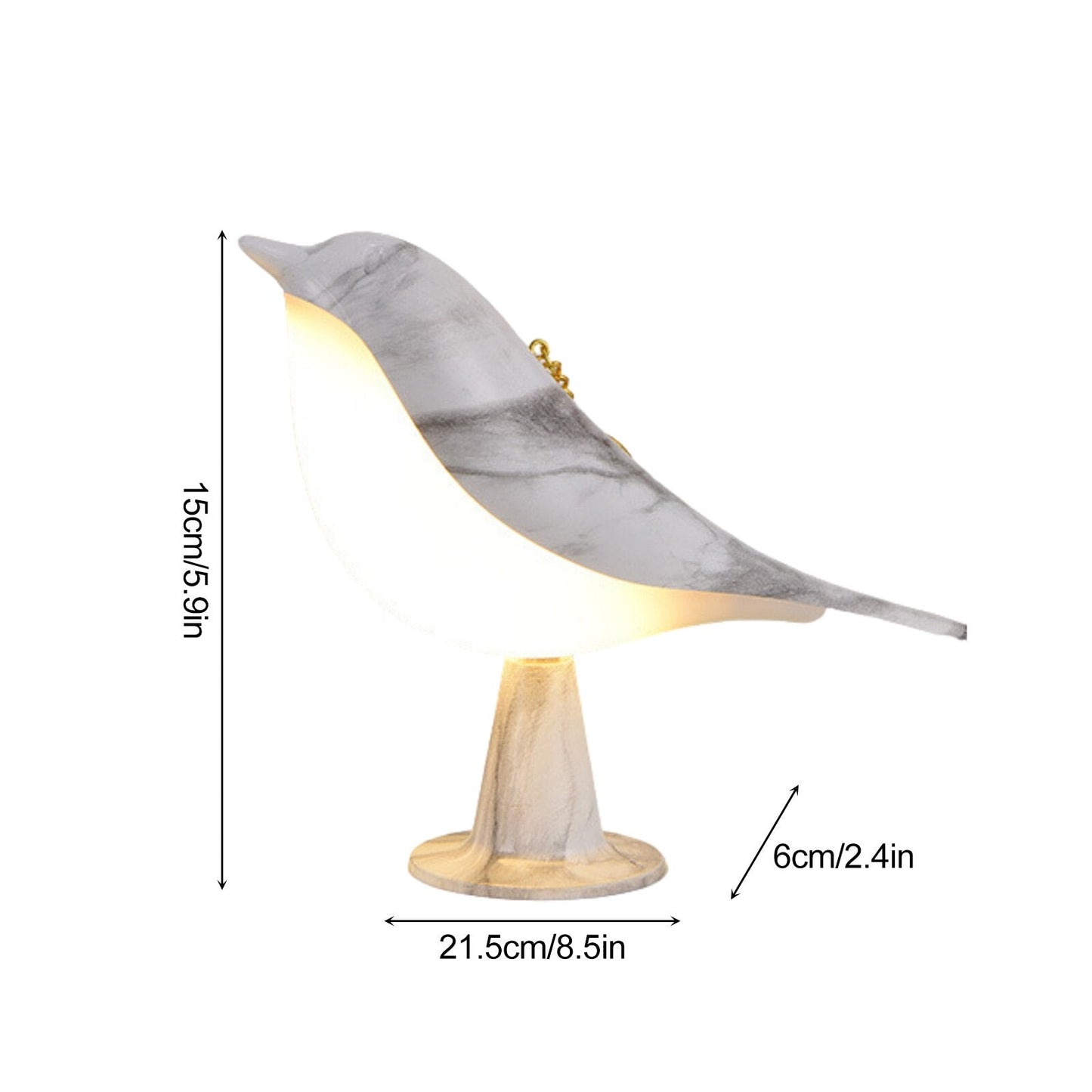 Lampa stołowa LED z motywem ptaka i materiałowym abażurem do wnętrz