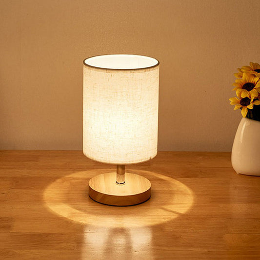 Wood and linen table lamp