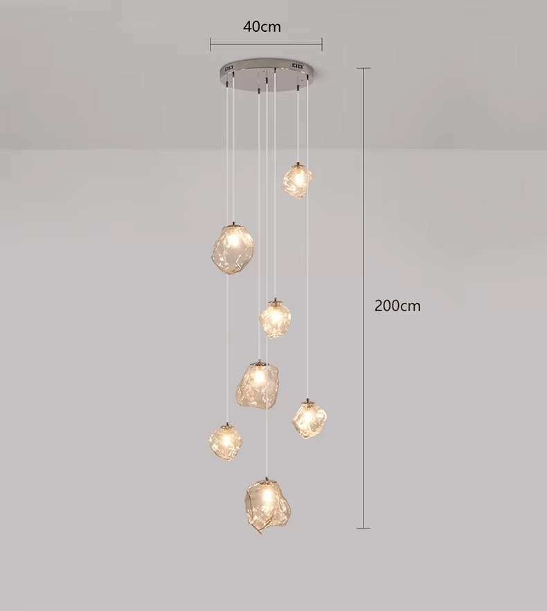 Żyrandol schodowy LED wielopoziomowy z funkcją ściemniania i pilotem