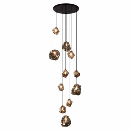 Żyrandol schodowy LED wielopoziomowy z funkcją ściemniania i pilotem