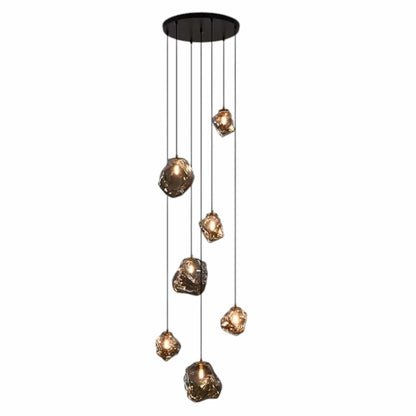 Żyrandol schodowy LED wielopoziomowy z funkcją ściemniania i pilotem