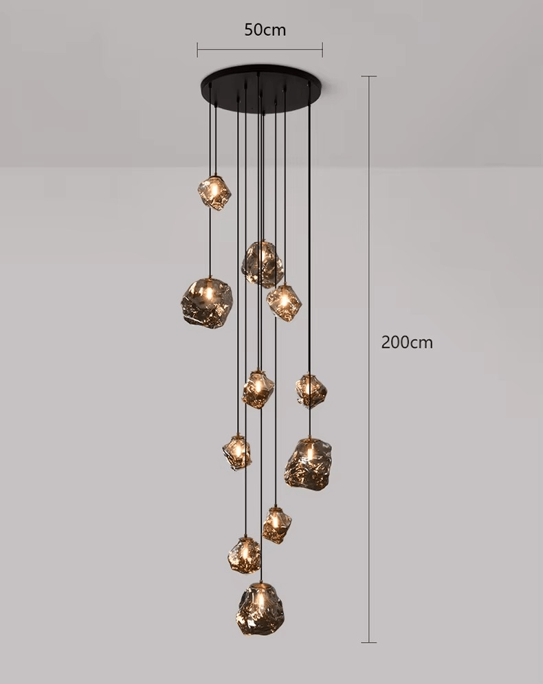 Żyrandol schodowy LED wielopoziomowy z funkcją ściemniania i pilotem