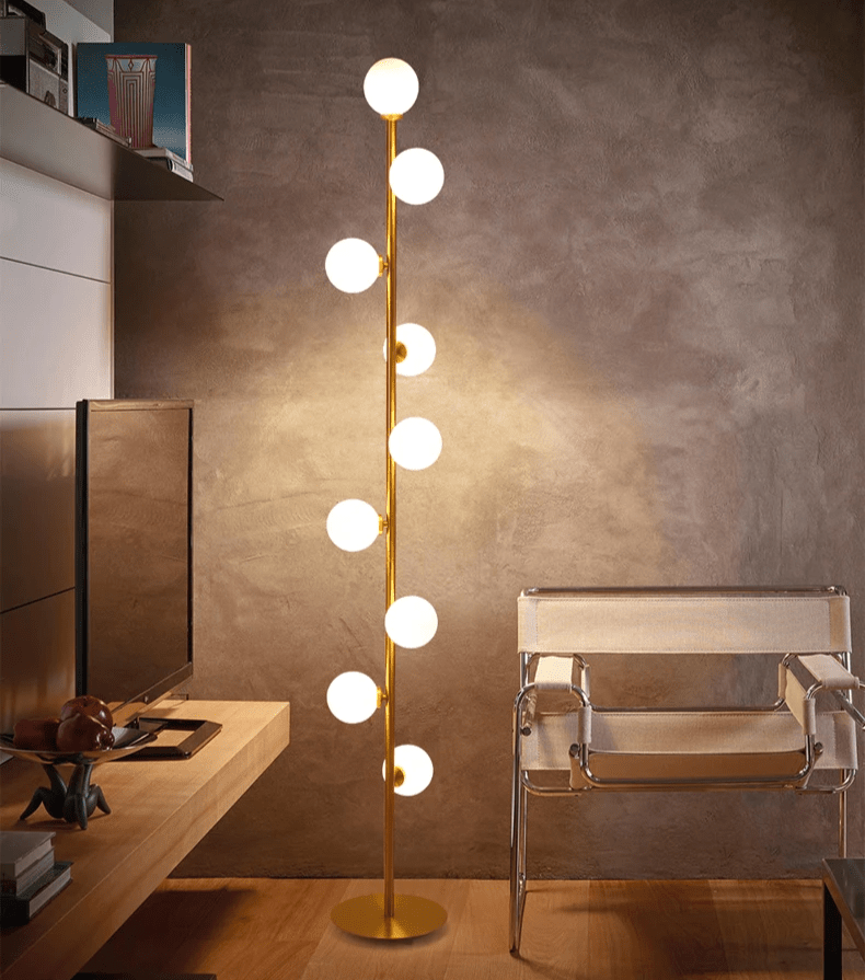 Lampa podłogowa G9 z szklanym kloszem, oświetlenie 5–10 m² do wnętrz