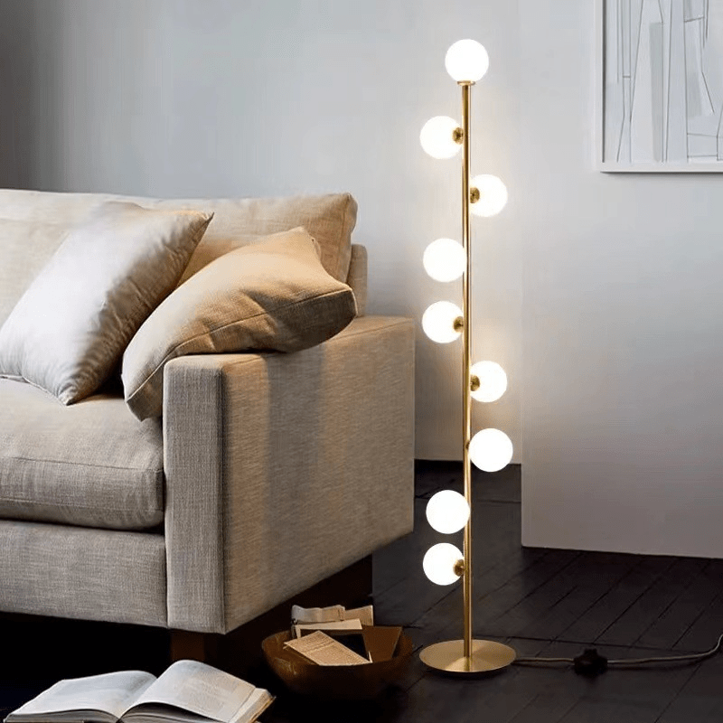 Lampa podłogowa G9 z szklanym kloszem, oświetlenie 5–10 m² do wnętrz